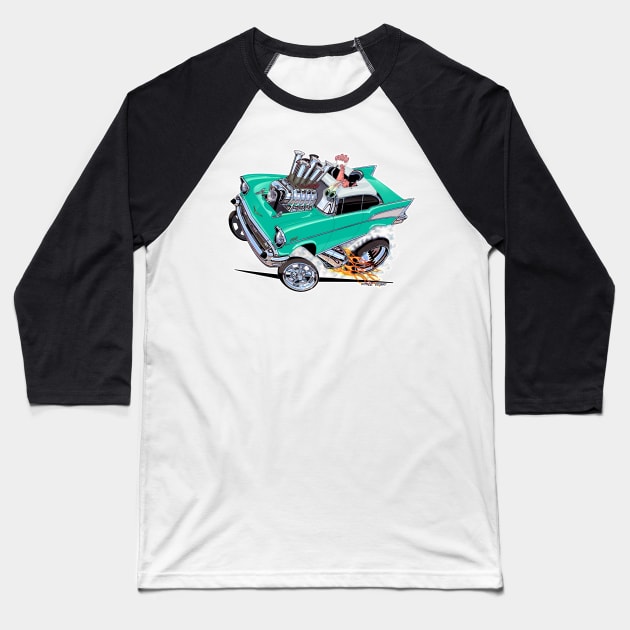 REVVIN 57 Chevy AQUA Baseball T-Shirt by vincecrain